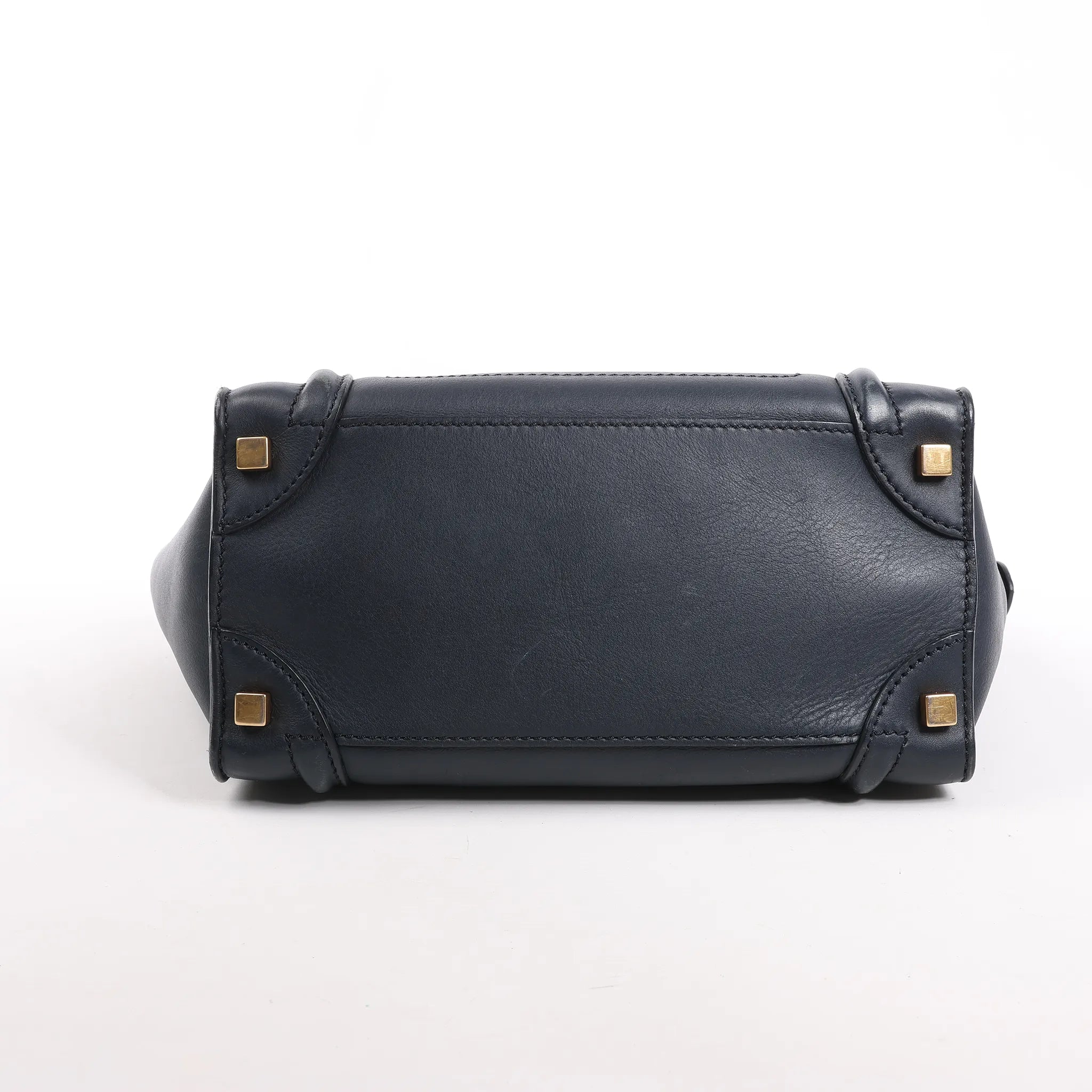 Celine Luggage Micro Leather Handbag in Navy Blue