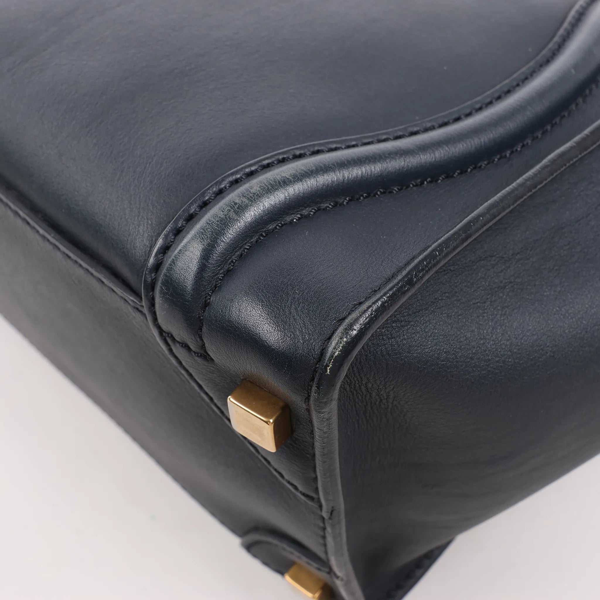 Celine Luggage Micro Leather Handbag in Navy Blue