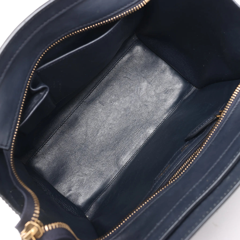 Celine Luggage Micro Leather Handbag in Navy Blue