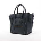Celine Luggage Micro Leather Handbag in Navy Blue