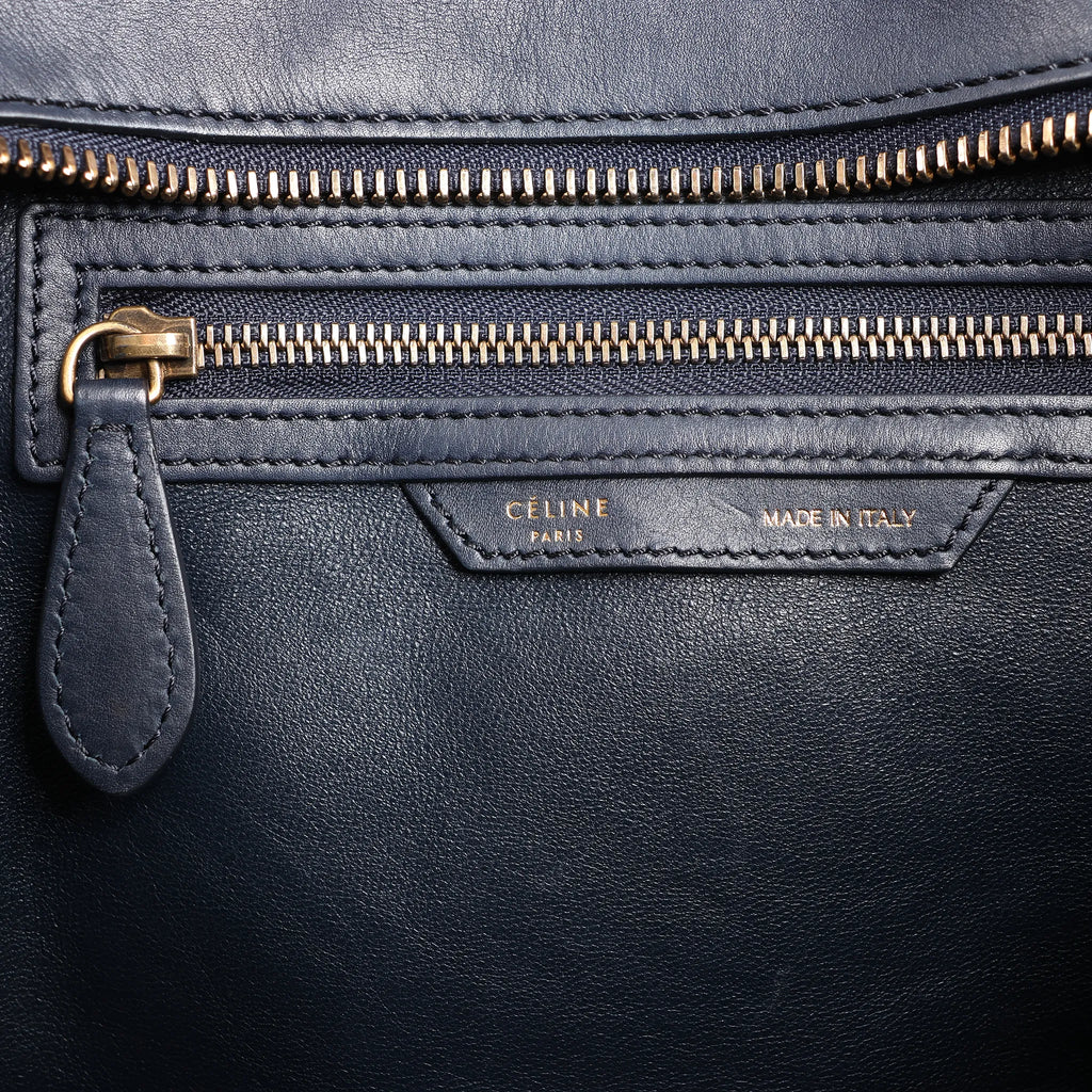 Celine Luggage Micro Leather Handbag in Navy Blue