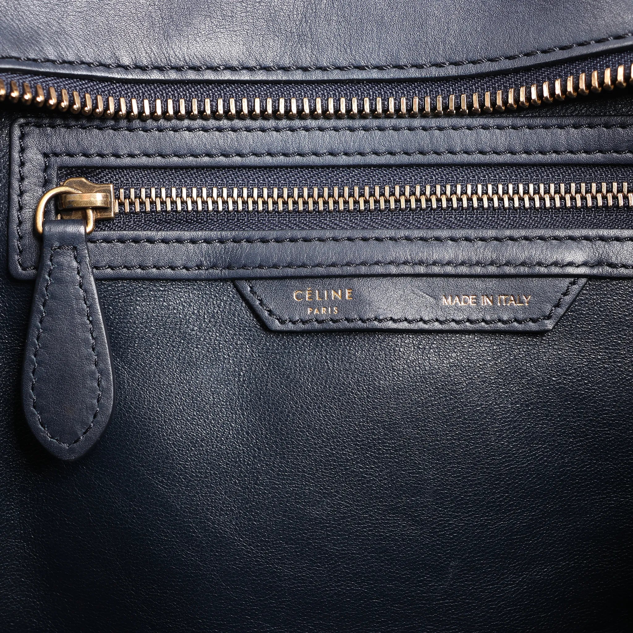 Celine Luggage Micro Leather Handbag in Navy Blue