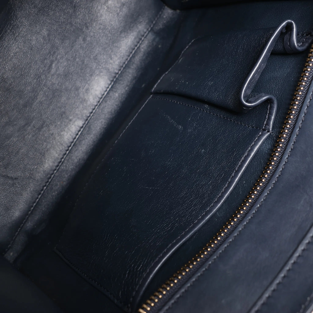 Celine Luggage Micro Leather Handbag in Navy Blue