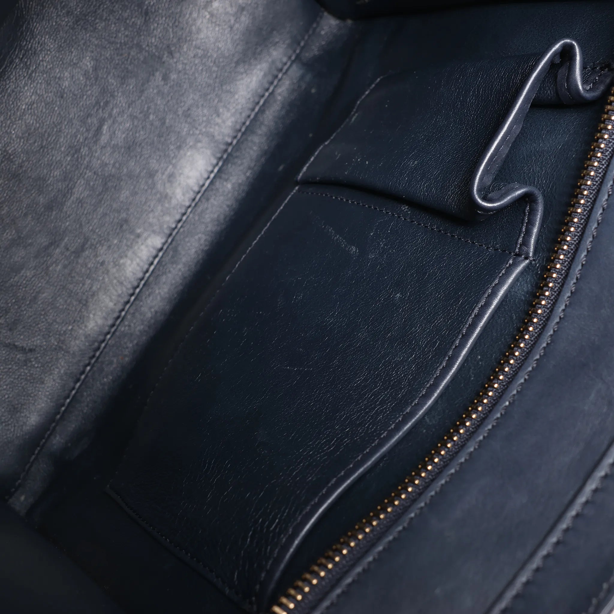 Celine Luggage Micro Leather Handbag in Navy Blue