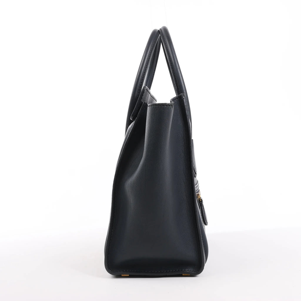 Celine Luggage Micro Leather Handbag in Navy Blue