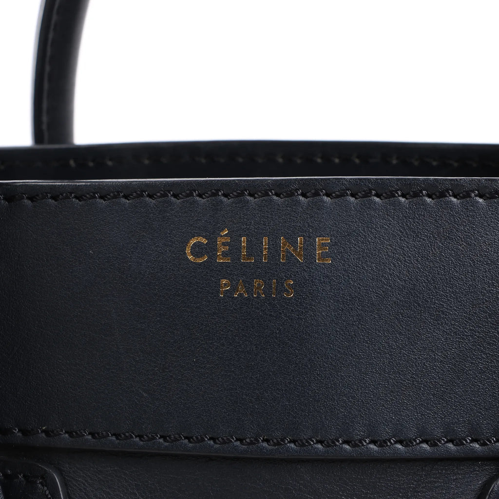 Celine Luggage Micro Leather Handbag in Navy Blue