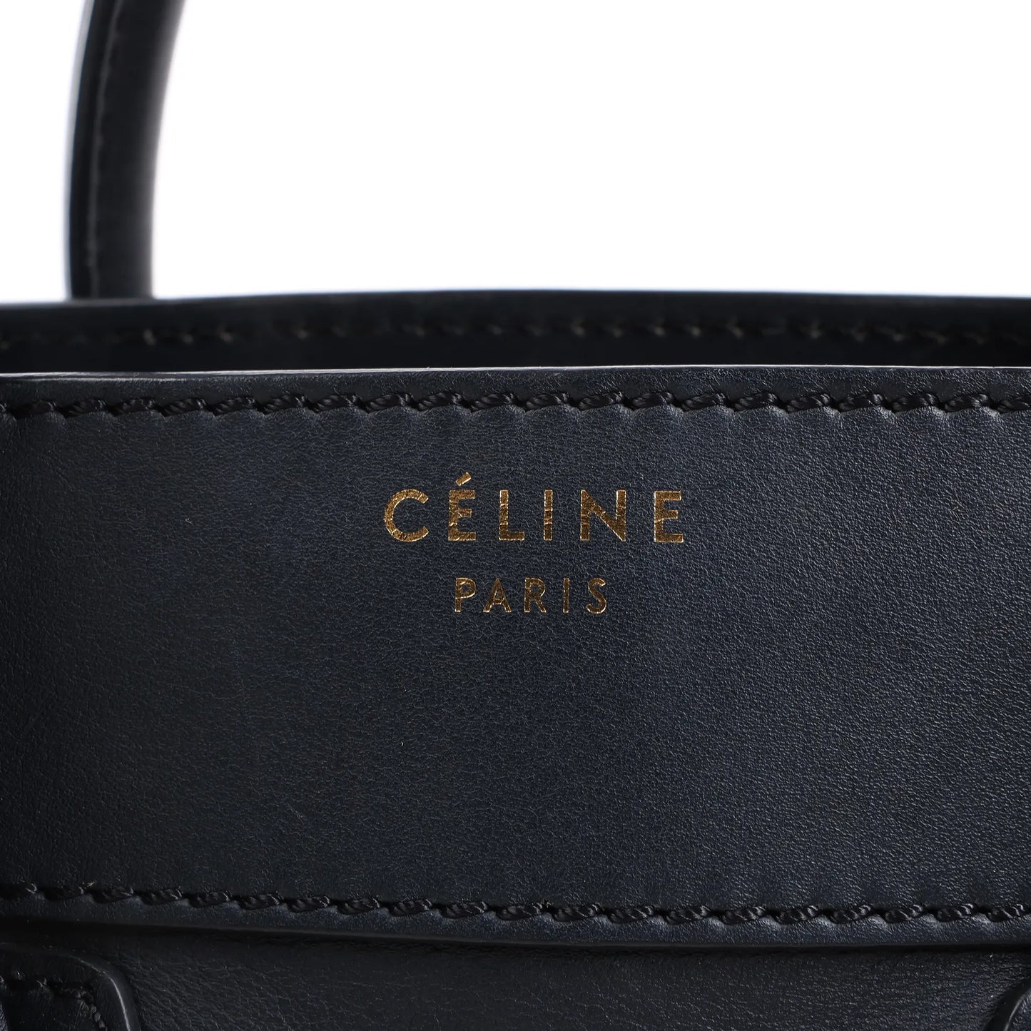 Sac à main Celine Luggage Micro en cuir bleu marine