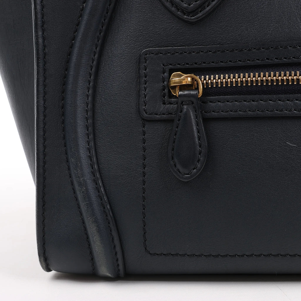 Celine Luggage Micro Leather Handbag in Navy Blue