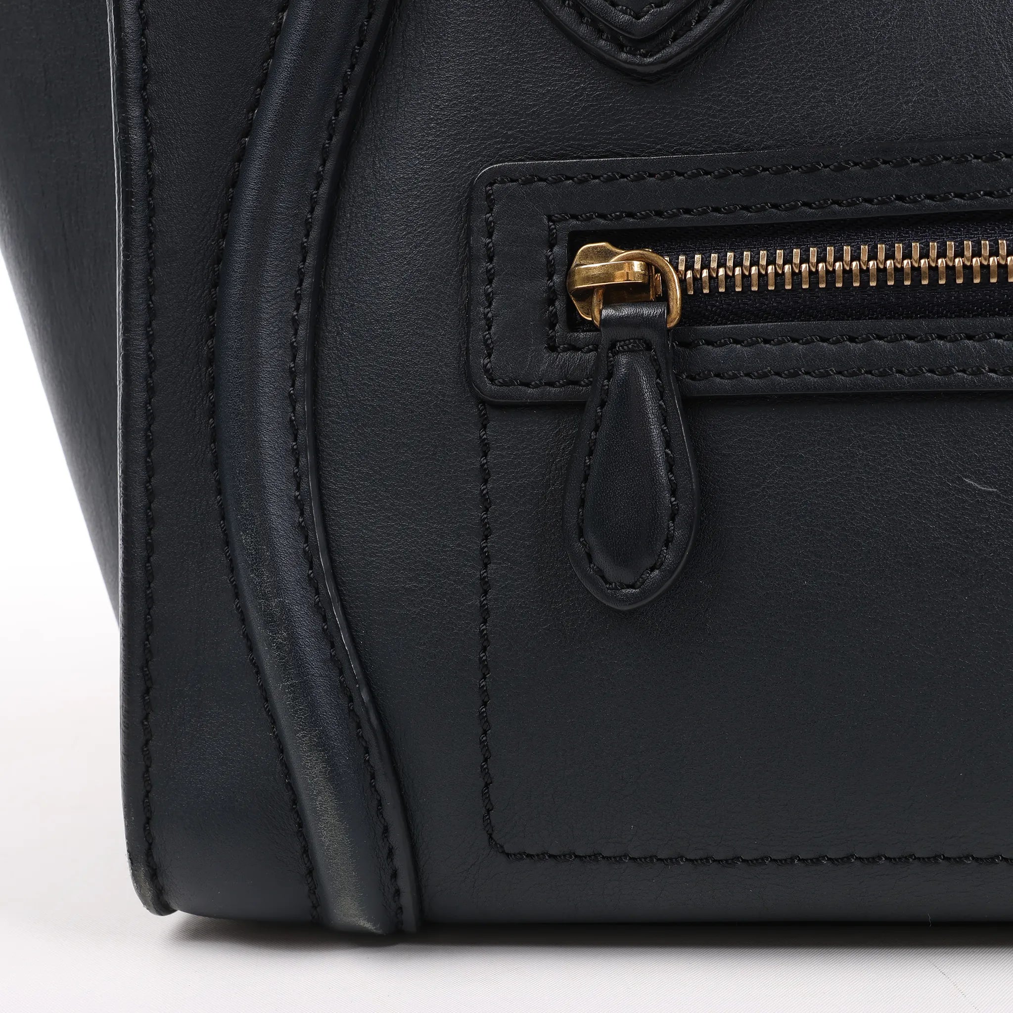 Celine Luggage Micro Leather Handbag in Navy Blue