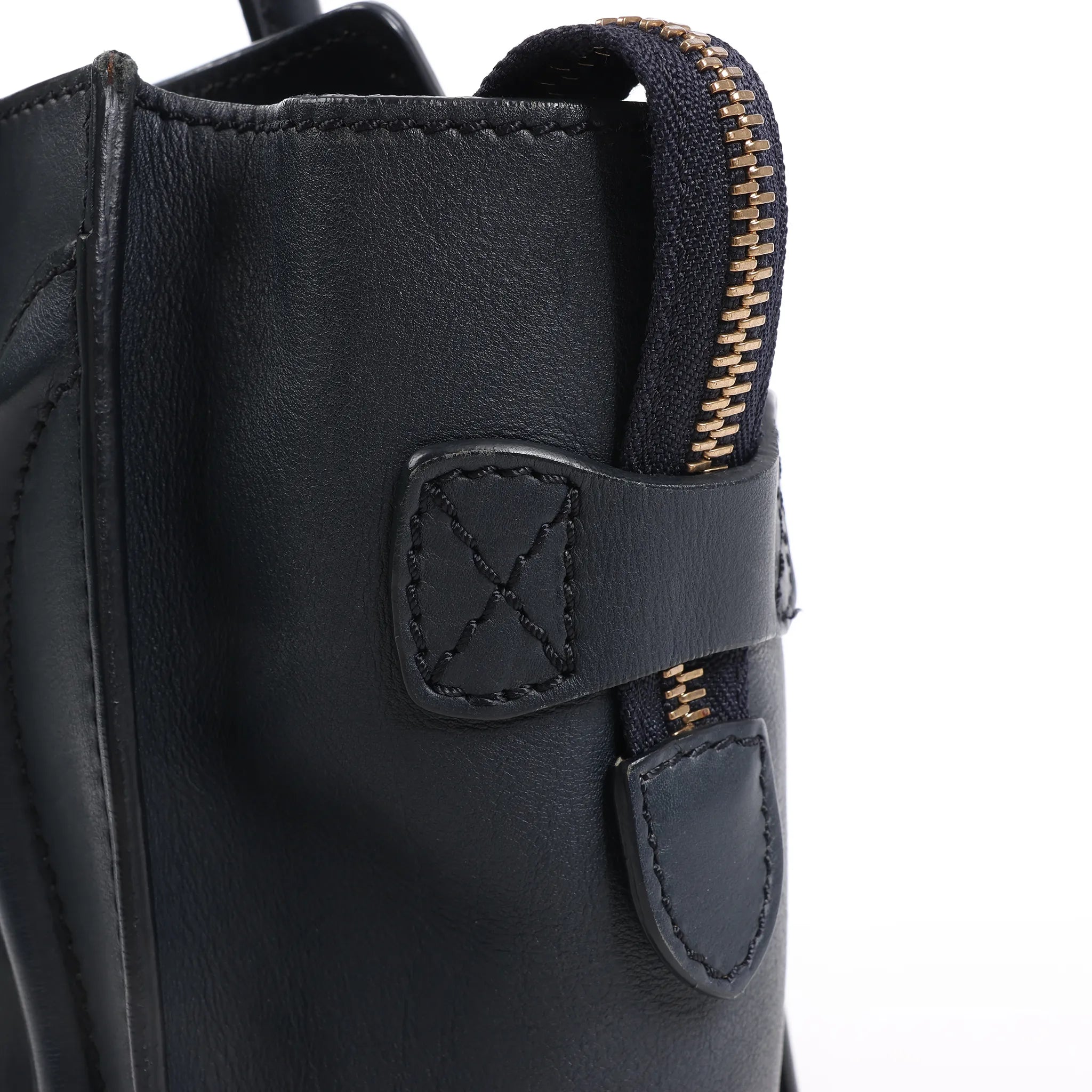 Celine Luggage Micro Leather Handbag in Navy Blue