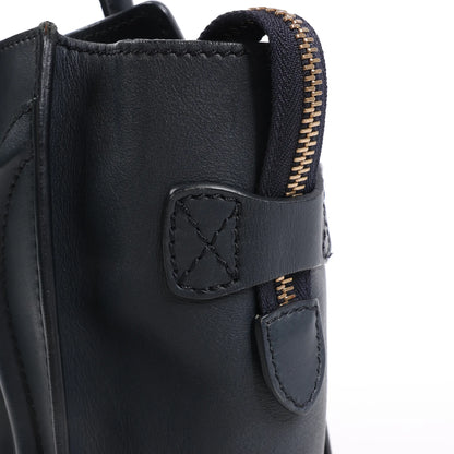 Sac à main Celine Luggage Micro en cuir bleu marine