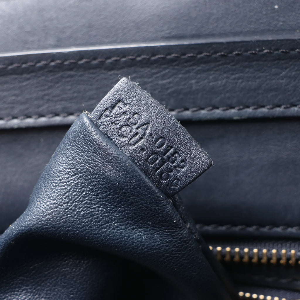 Bolso de mano de piel CELINE Luggage Micro en azul marino