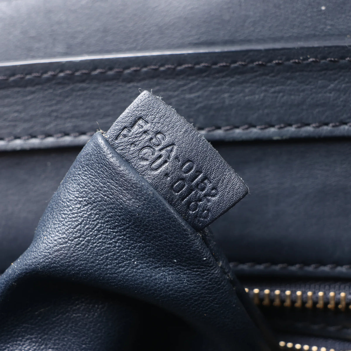 CELINE Luggage Micro Leather Handbag in Navy Blue