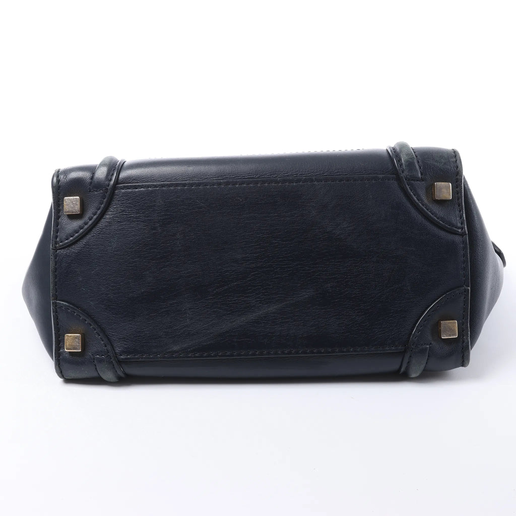 Bolso de mano de piel CELINE Luggage Micro en azul marino