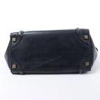 Bolso de mano de piel CELINE Luggage Micro en azul marino