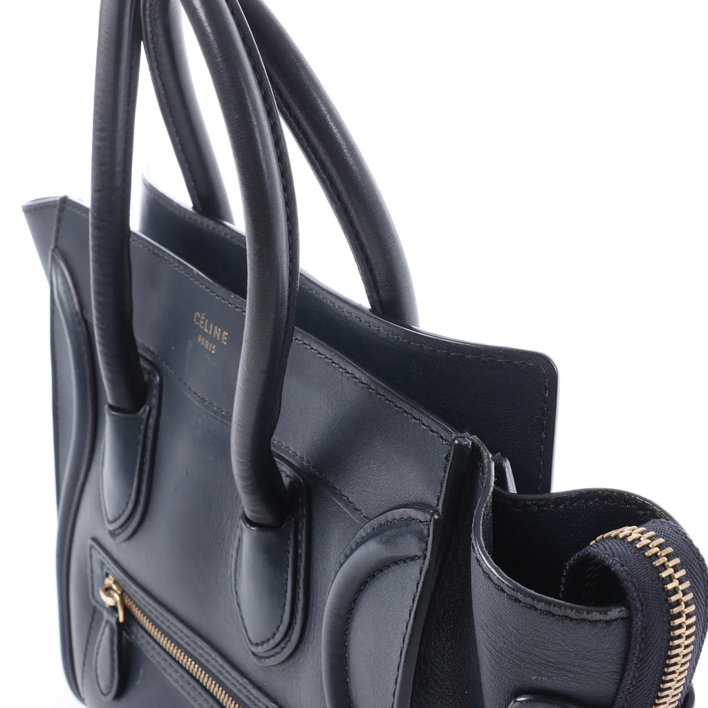 Bolso de mano de piel CELINE Luggage Micro en azul marino