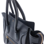 Bolso de mano de piel CELINE Luggage Micro en azul marino