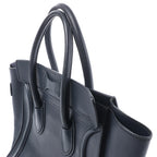 Bolso de mano de piel CELINE Luggage Micro en azul marino