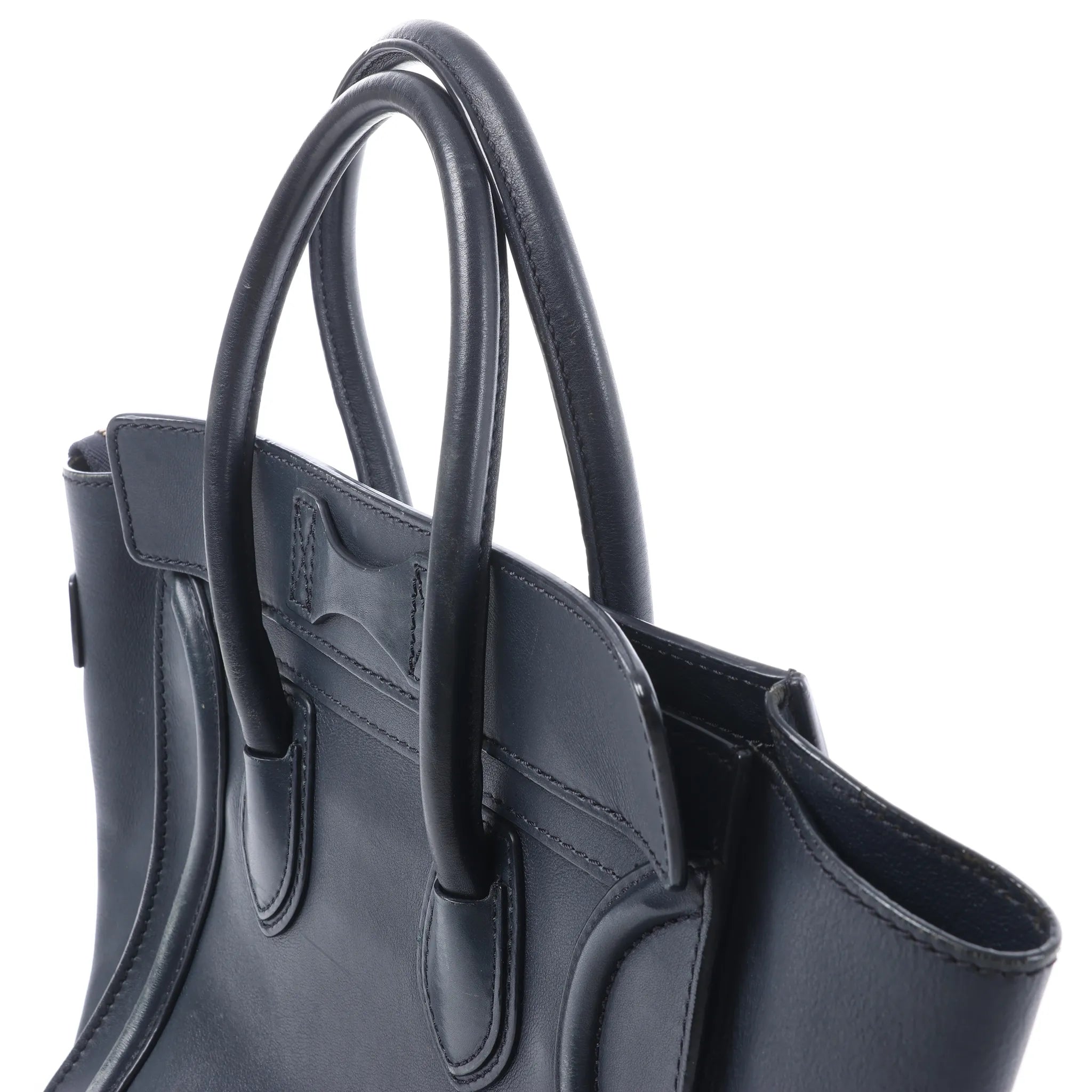 Bolso de mano de piel CELINE Luggage Micro en azul marino