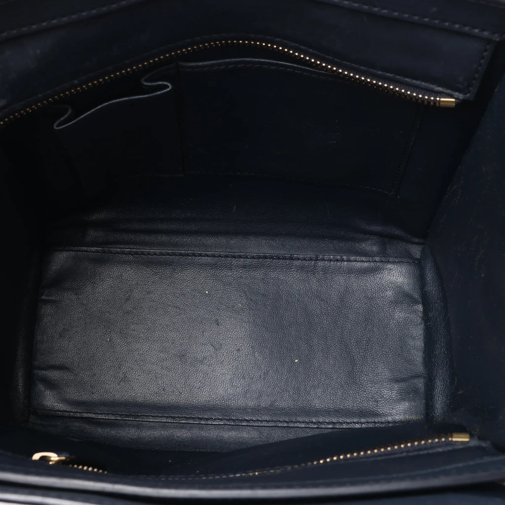 Bolso de mano de piel CELINE Luggage Micro en azul marino
