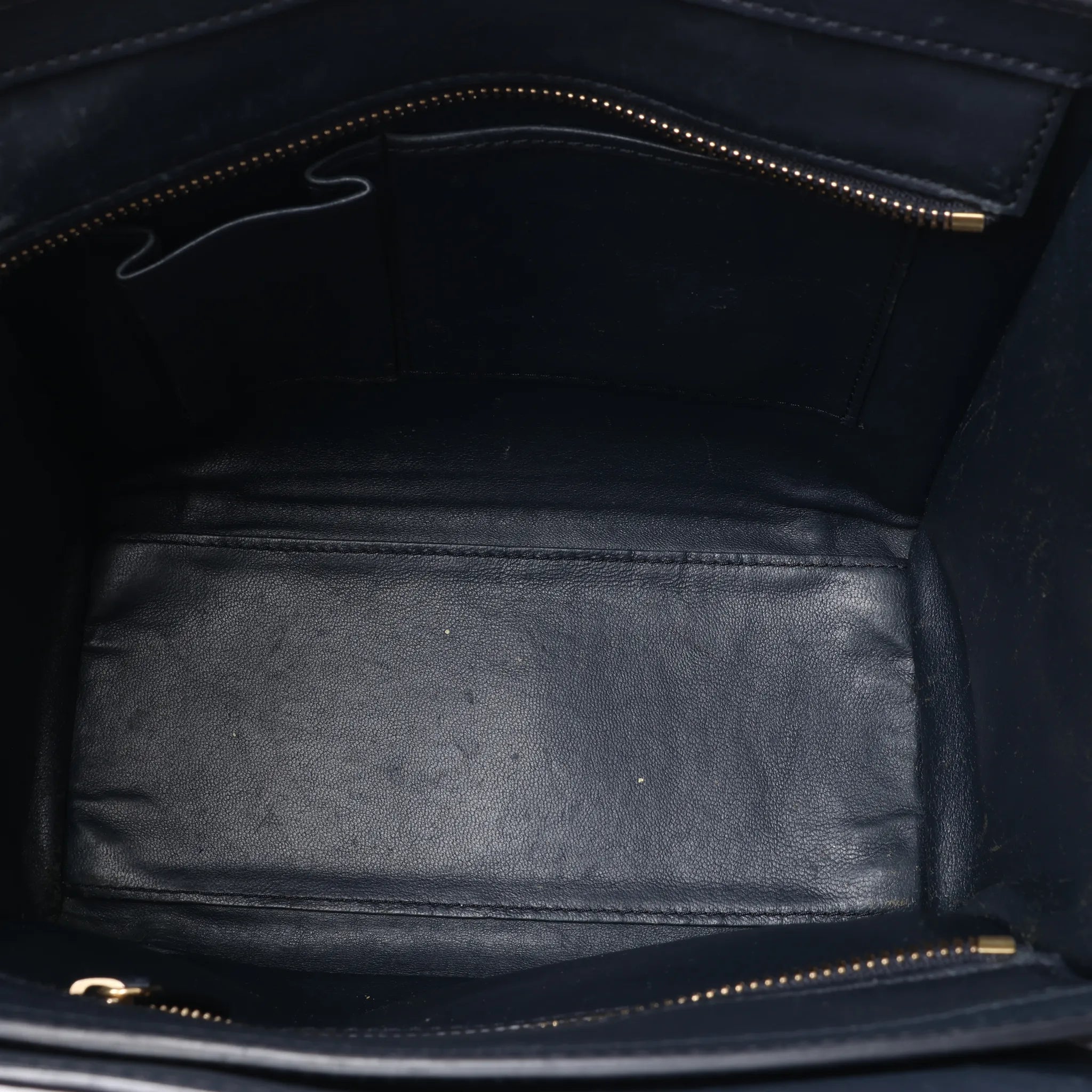 Bolso de mano de piel CELINE Luggage Micro en azul marino