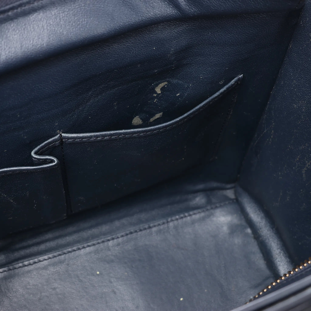 Bolso de mano de piel CELINE Luggage Micro en azul marino