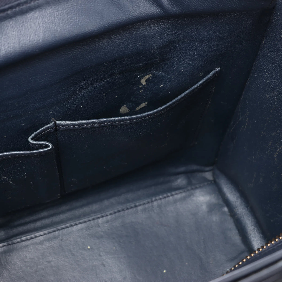CELINE Luggage Micro Leather Handbag in Navy Blue