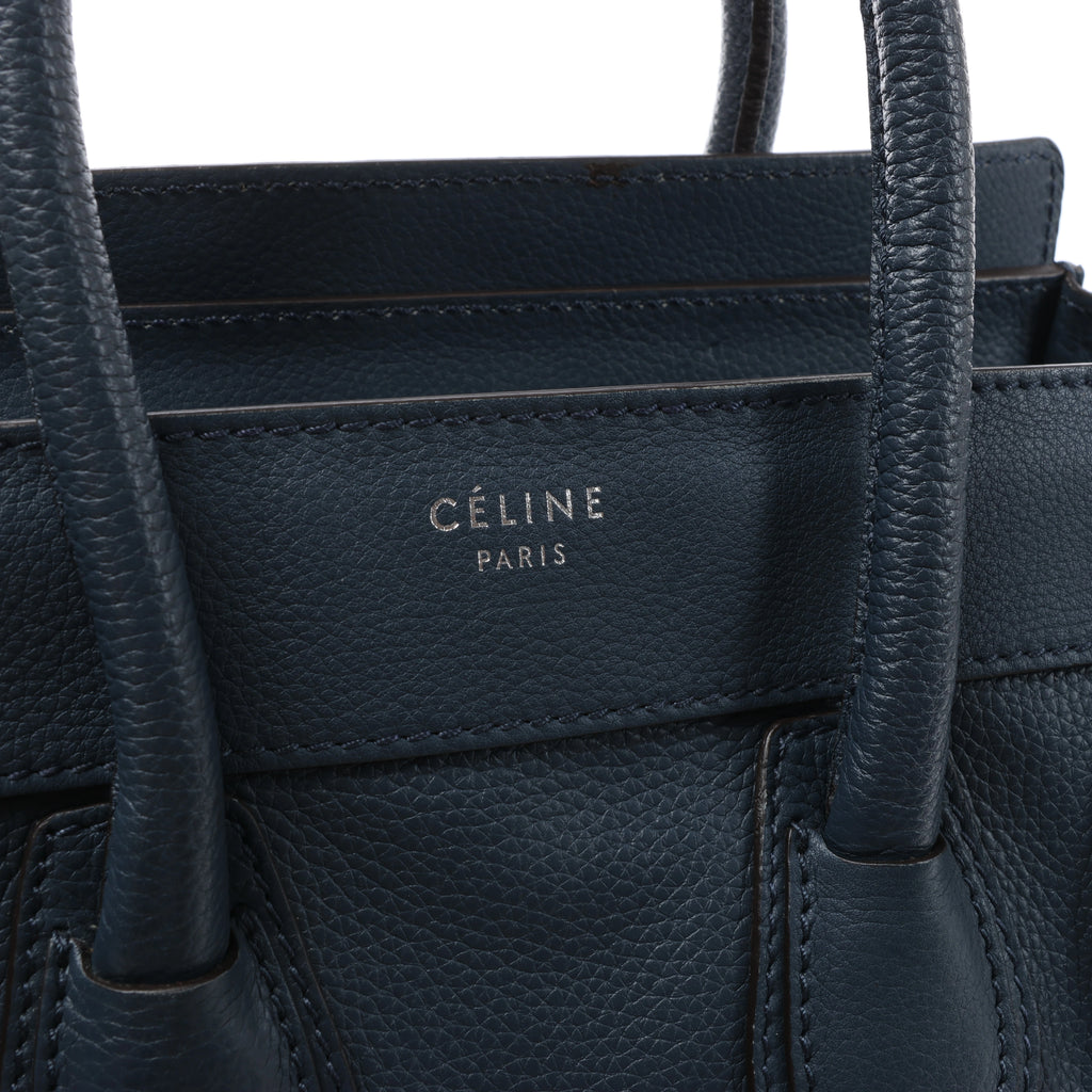Bolso de mano Celine Luggage Micro Leather x Suede en negro y blanco