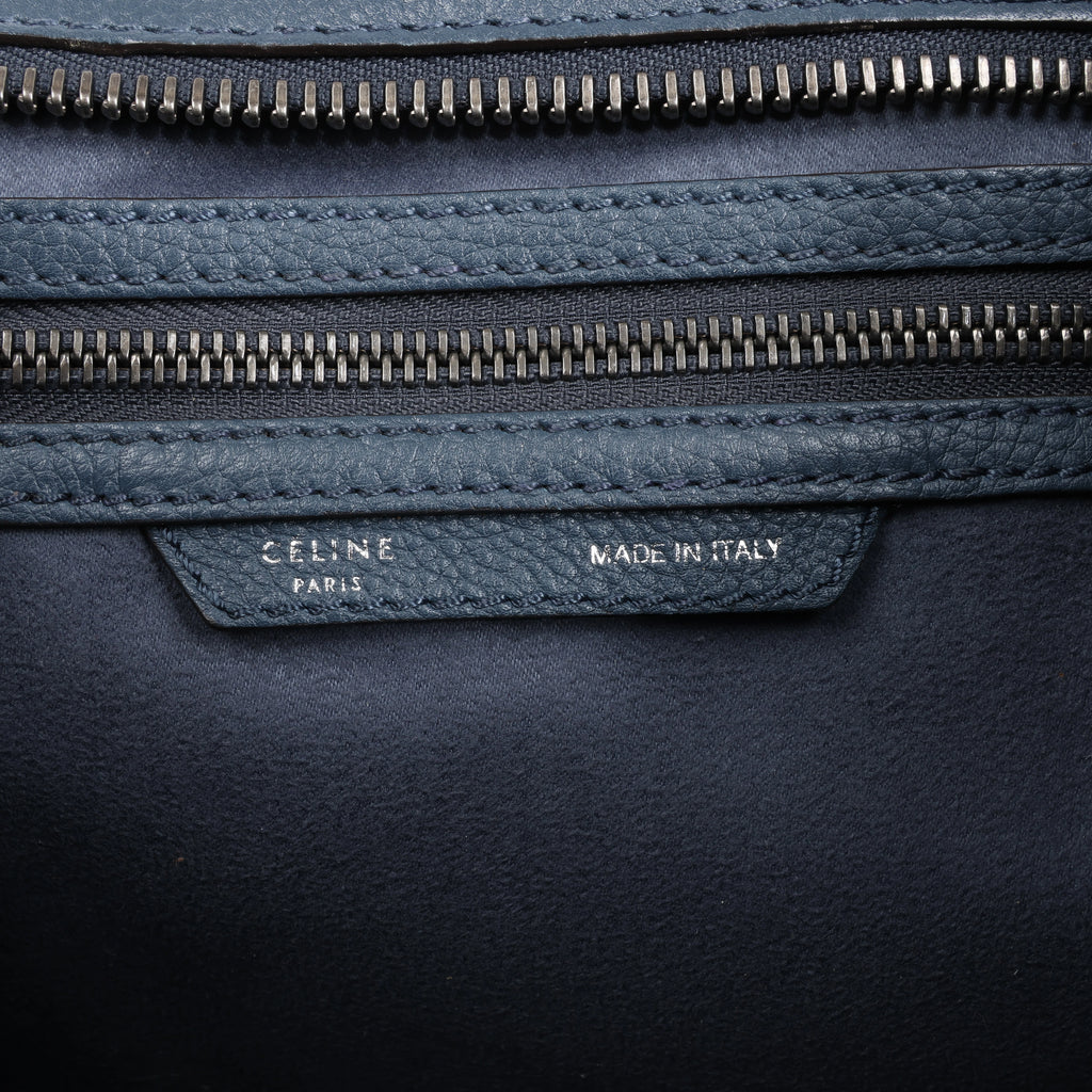 Bolso de mano Celine Luggage Micro Leather x Suede en negro y blanco
