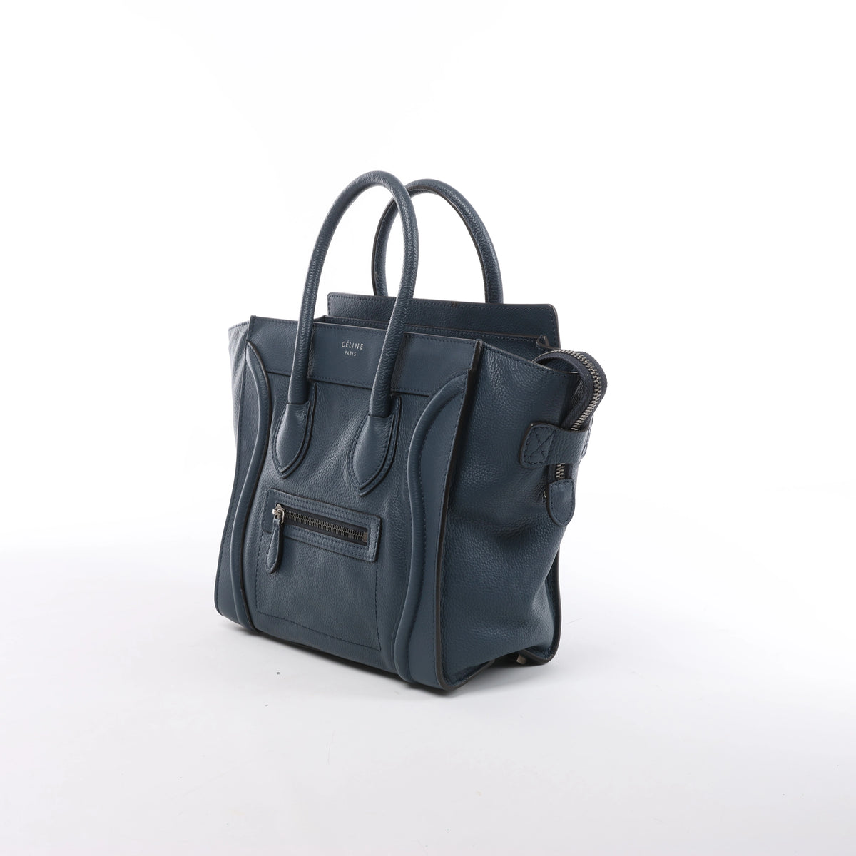 Bolso de mano Celine Luggage Micro Leather x Suede en negro y blanco
