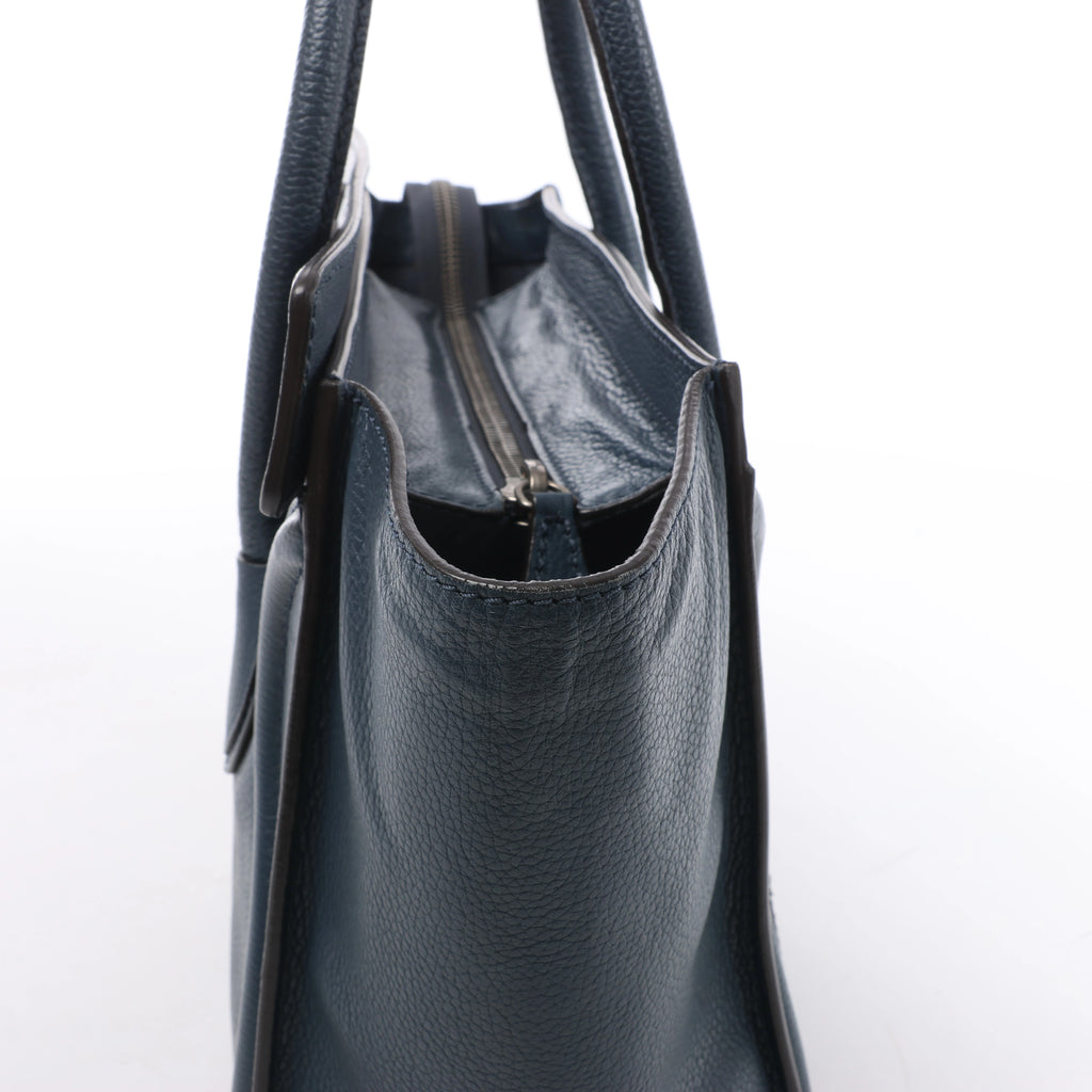Bolso de mano Celine Luggage Micro Leather x Suede en negro y blanco