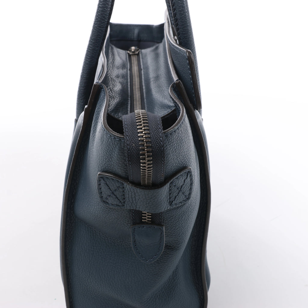 Bolso de mano Celine Luggage Micro Leather x Suede en negro y blanco