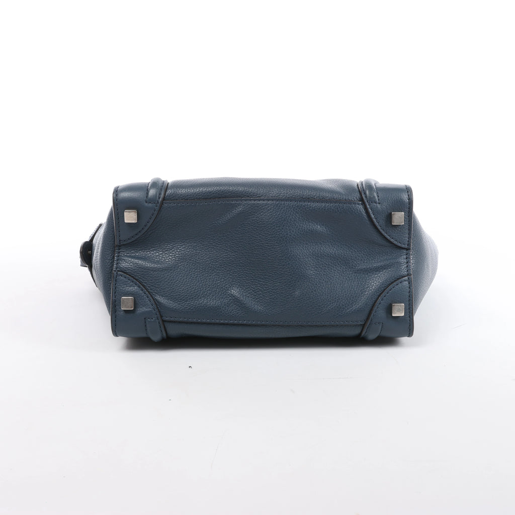 Bolso de mano Celine Luggage Micro Leather x Suede en negro y blanco