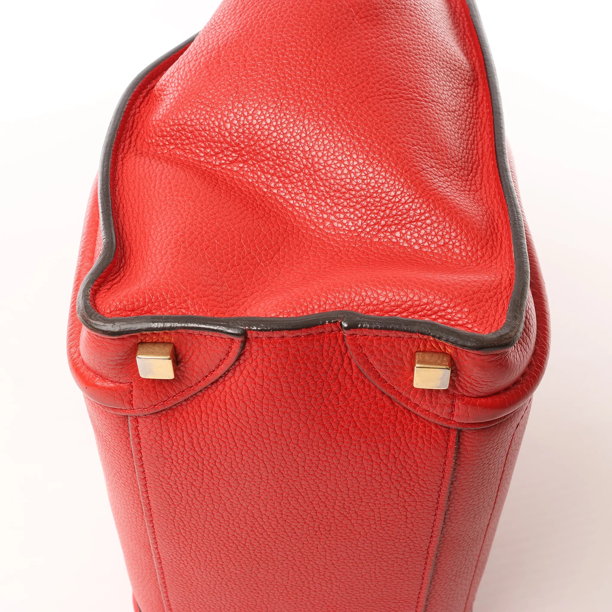 CELINE Luggage Micro Leather Handbag in Red