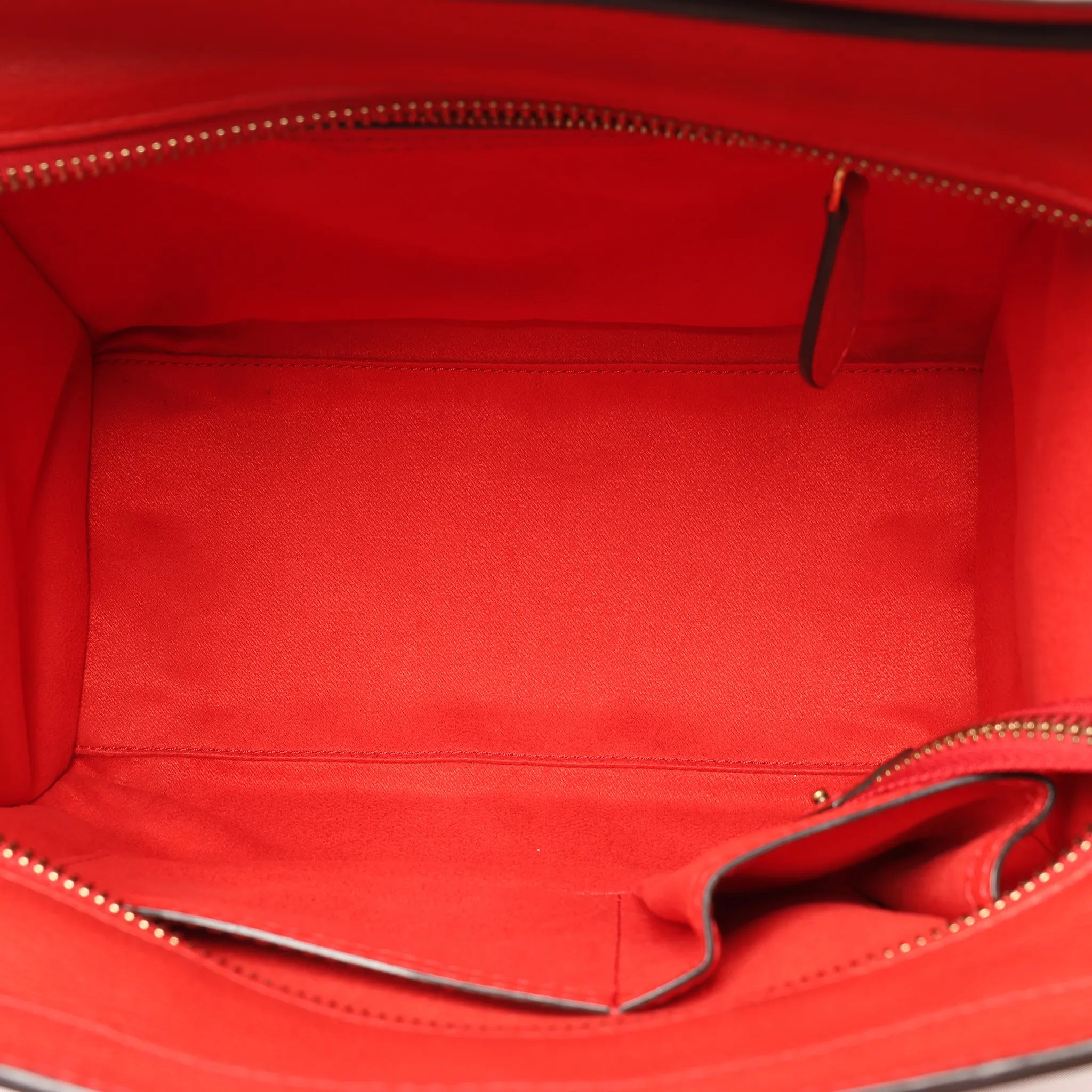 CELINE Luggage Micro Leather Handbag in Red