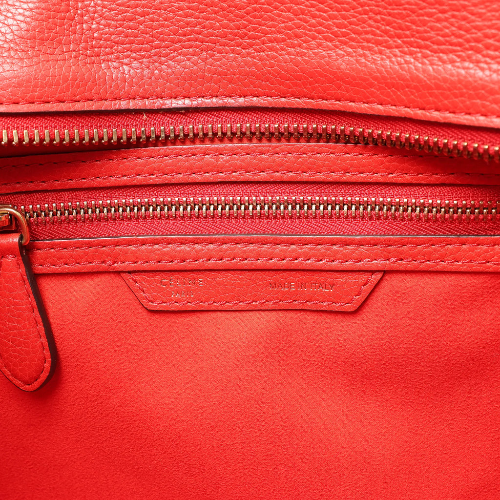CELINE Luggage Micro Leather Handbag in Red