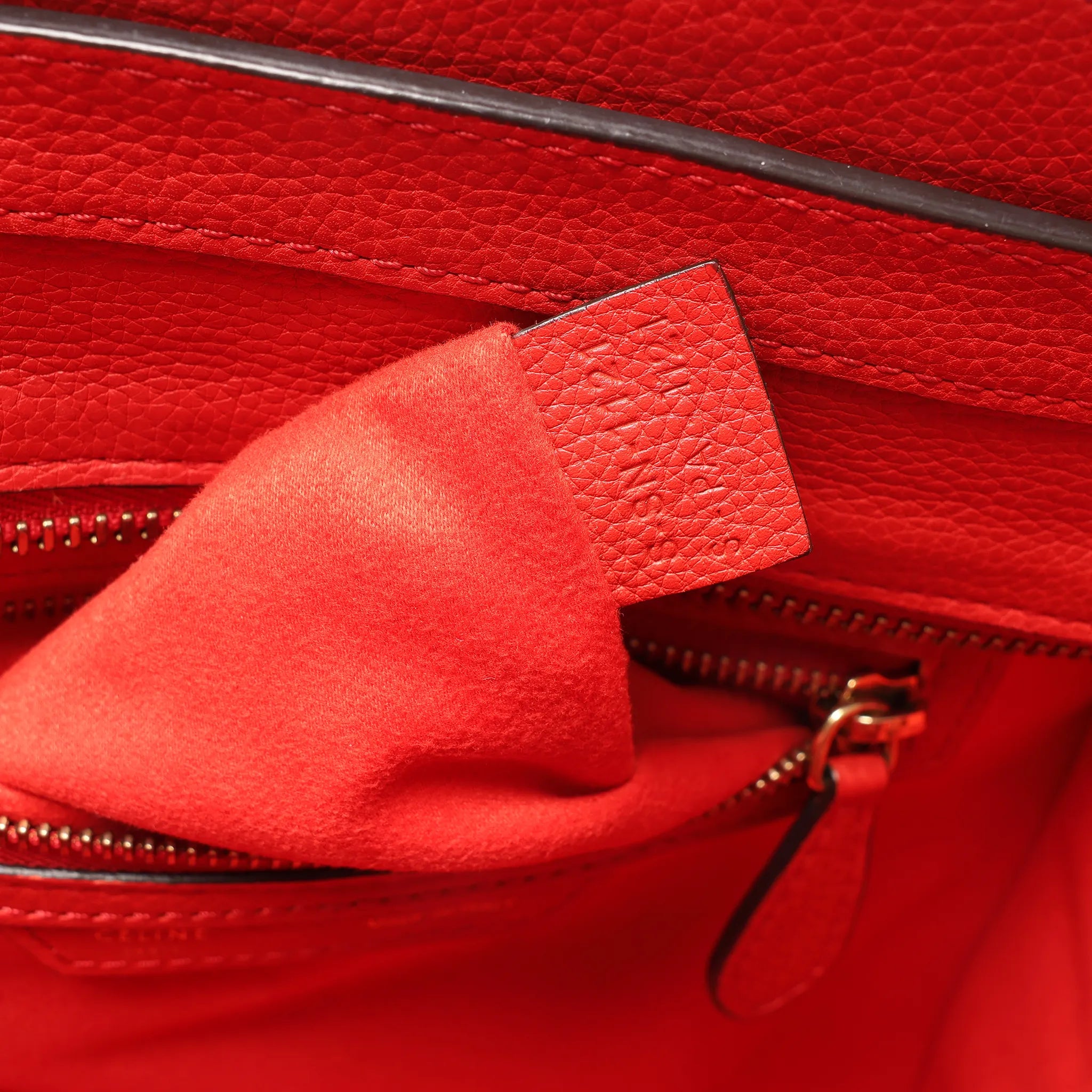CELINE Luggage Micro Leather Handbag in Red