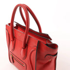 CELINE Luggage Micro Leather Handbag in Red