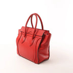 CELINE Luggage Micro Leather Handbag in Red