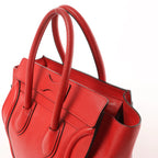 CELINE Luggage Micro Leather Handbag in Red