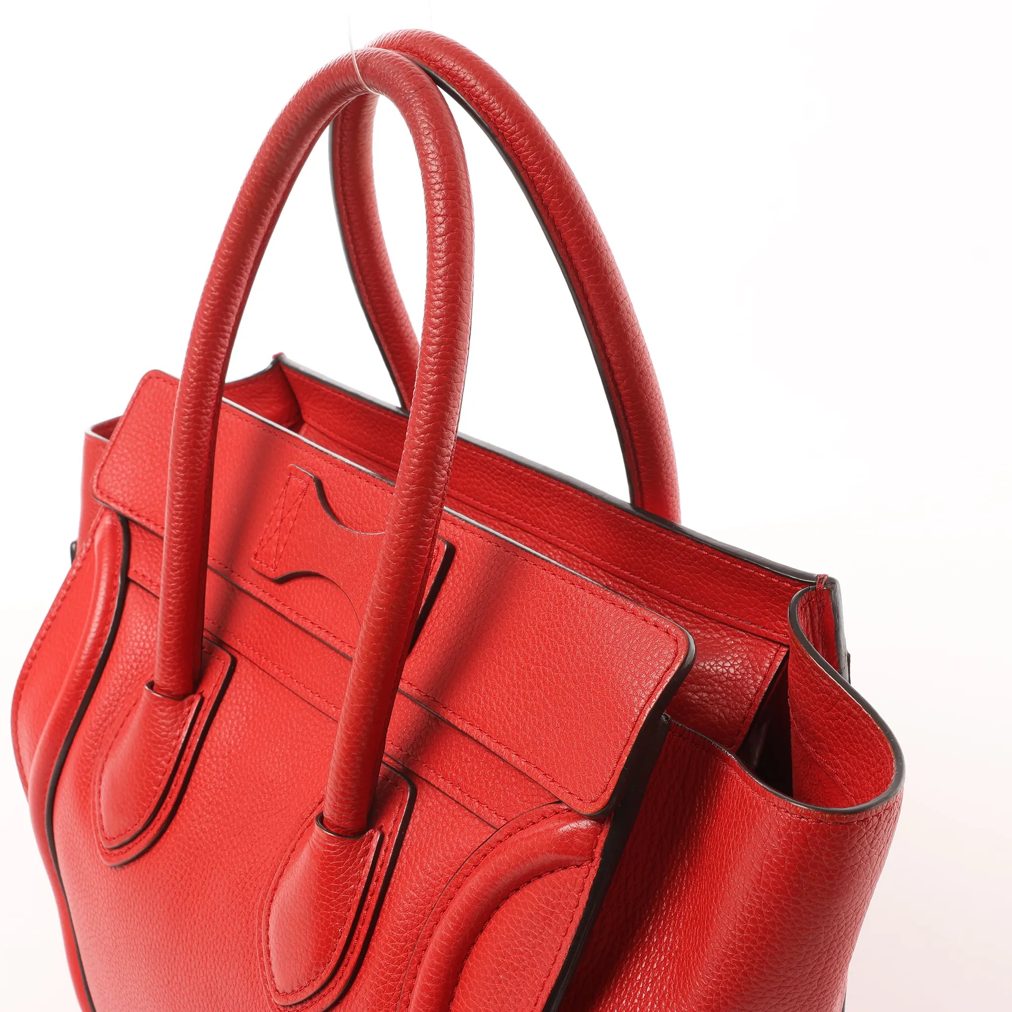 CELINE Luggage Micro Leather Handbag in Red