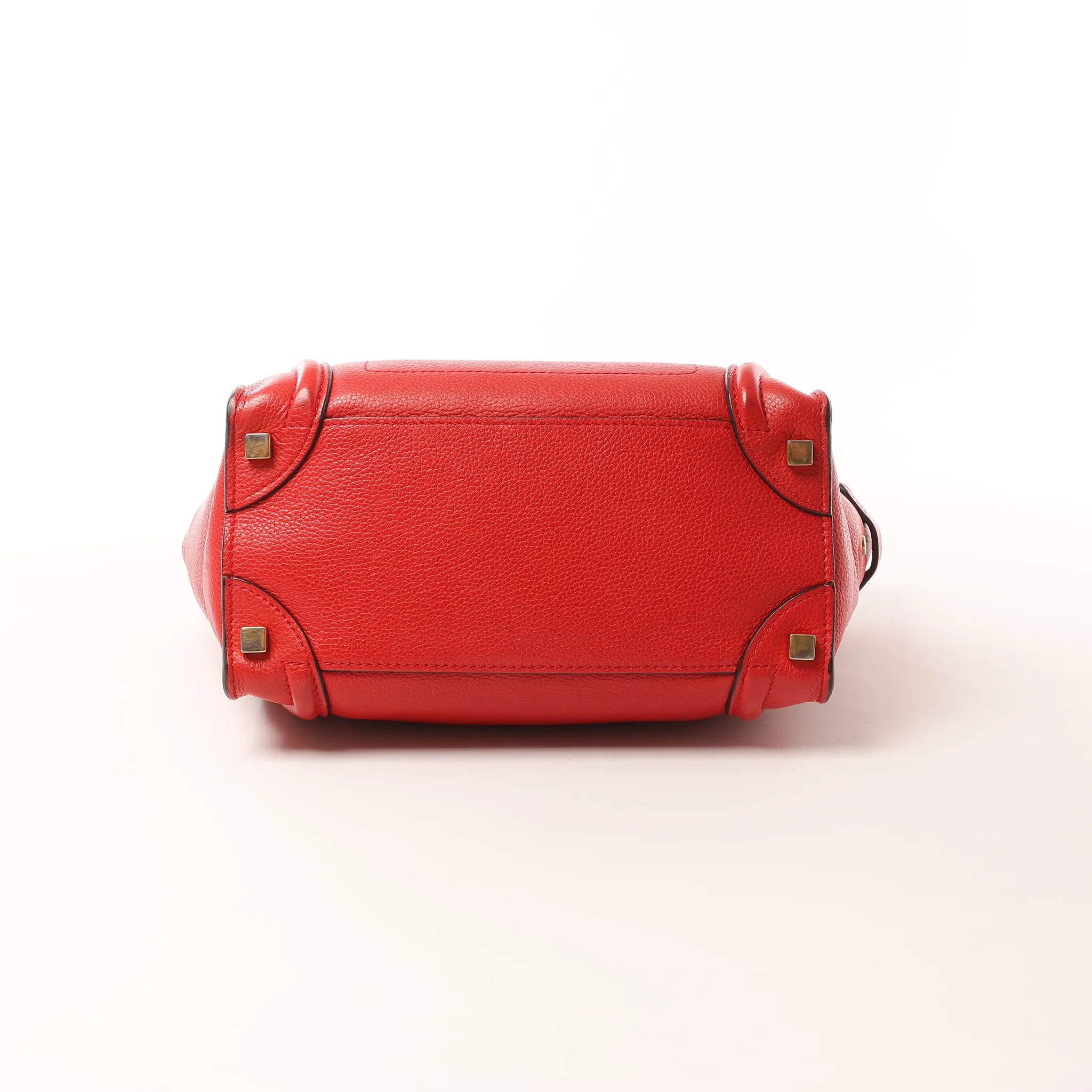 CELINE Luggage Micro Leather Handbag in Red