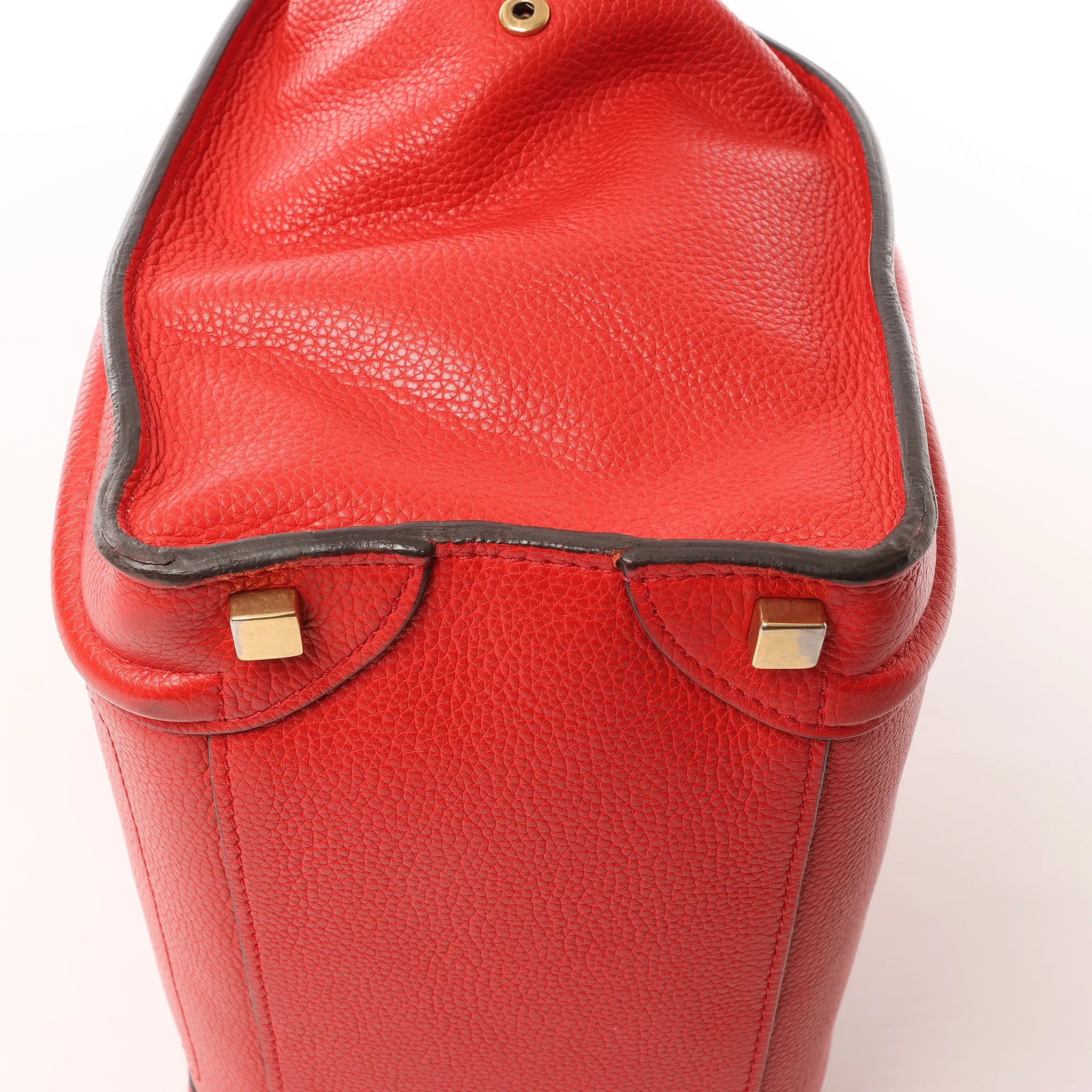CELINE Luggage Micro Leather Handbag in Red