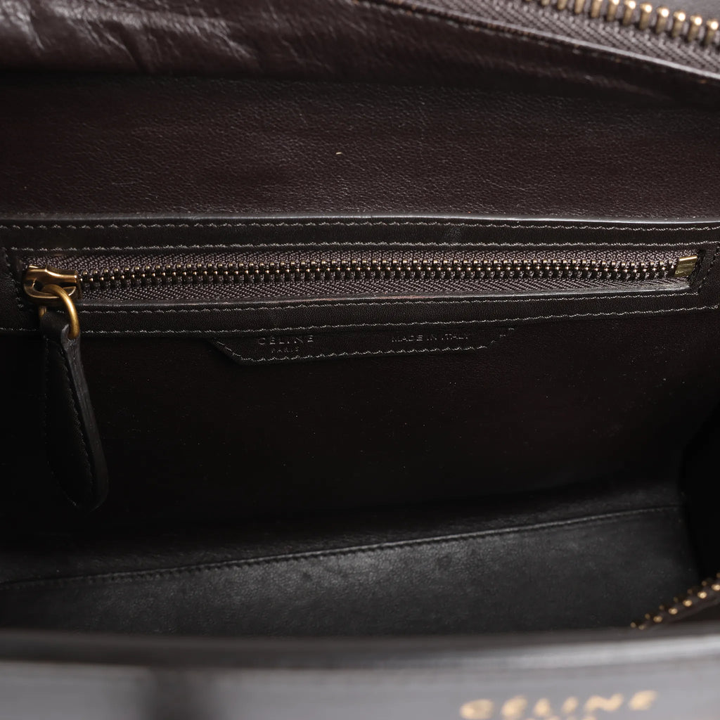 Celine Luggage Micro Leather Handbag in Blue x Black x Taupe