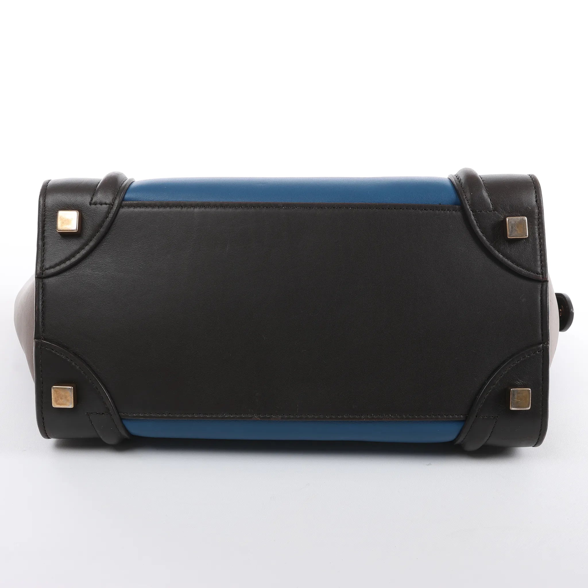 Celine Luggage Micro Leather Handbag in Blue x Black x Taupe