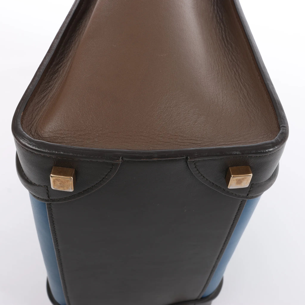 Celine Luggage Micro Leather Handbag in Blue x Black x Taupe