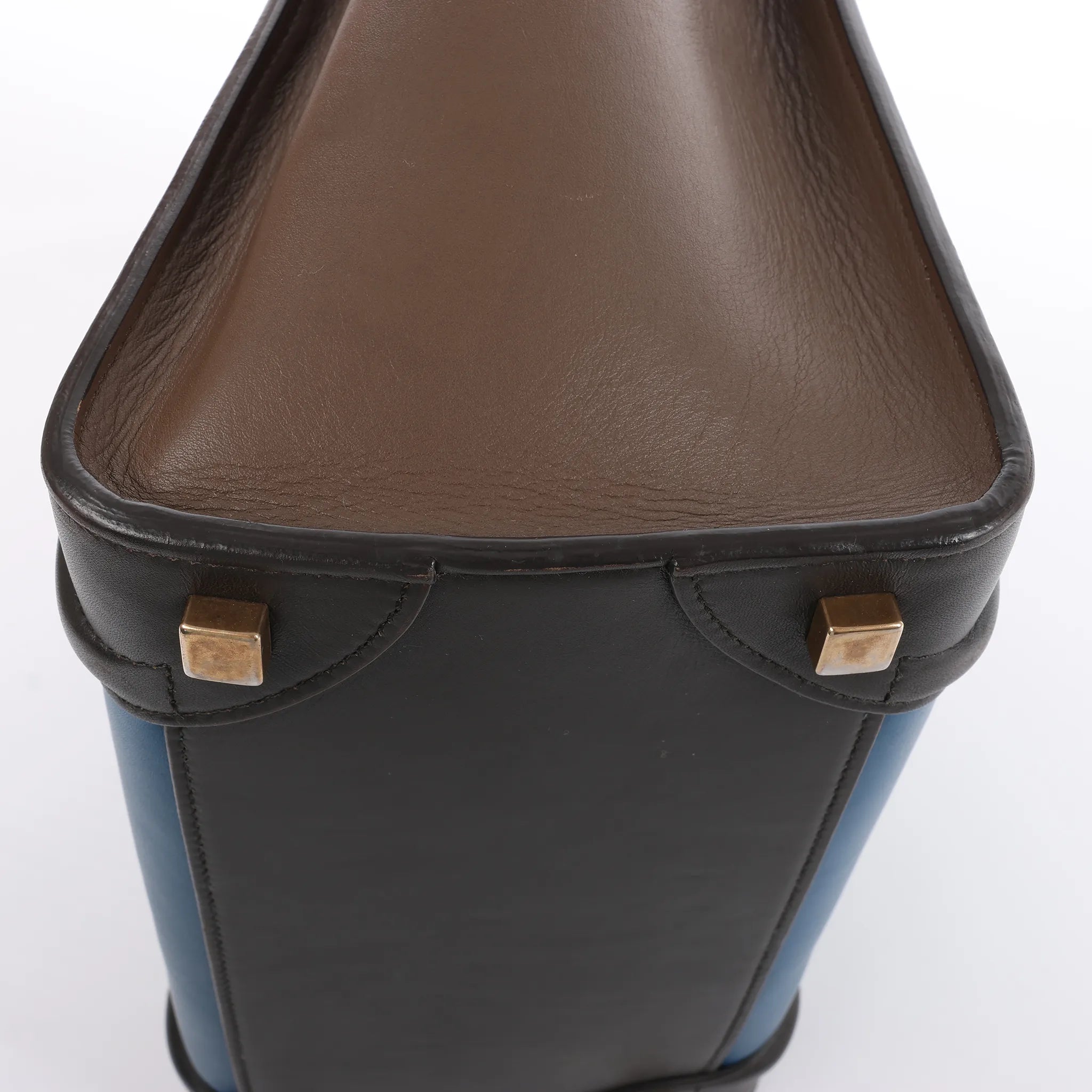 Celine Luggage Micro Leather Handbag in Blue x Black x Taupe