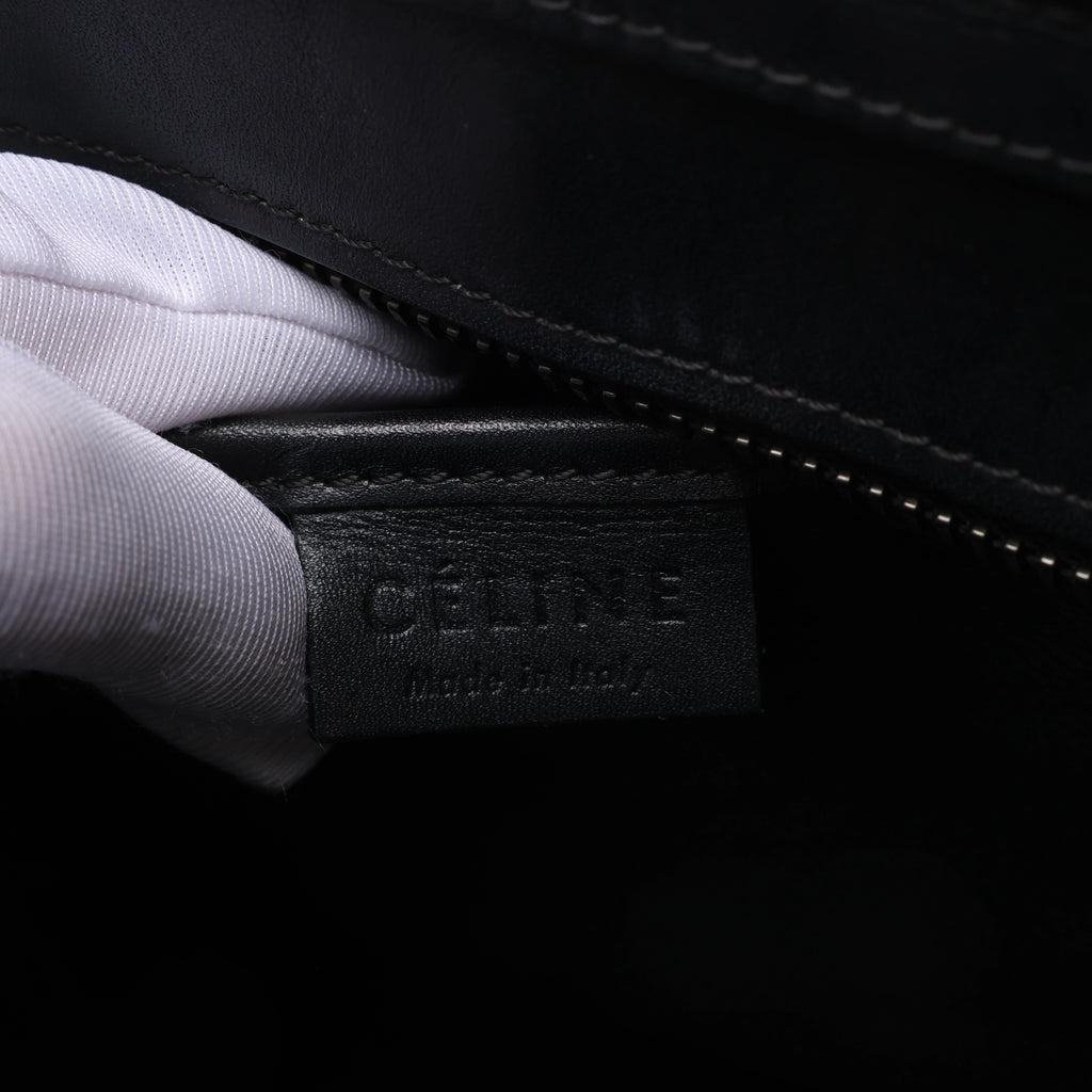 Bolso de mano Celine Luggage Micro Leather x Suede en negro y blanco