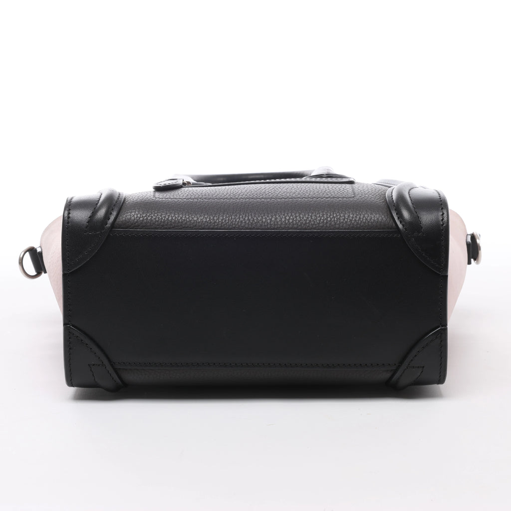 Bolso de mano Celine Luggage Micro Leather x Suede en negro y blanco