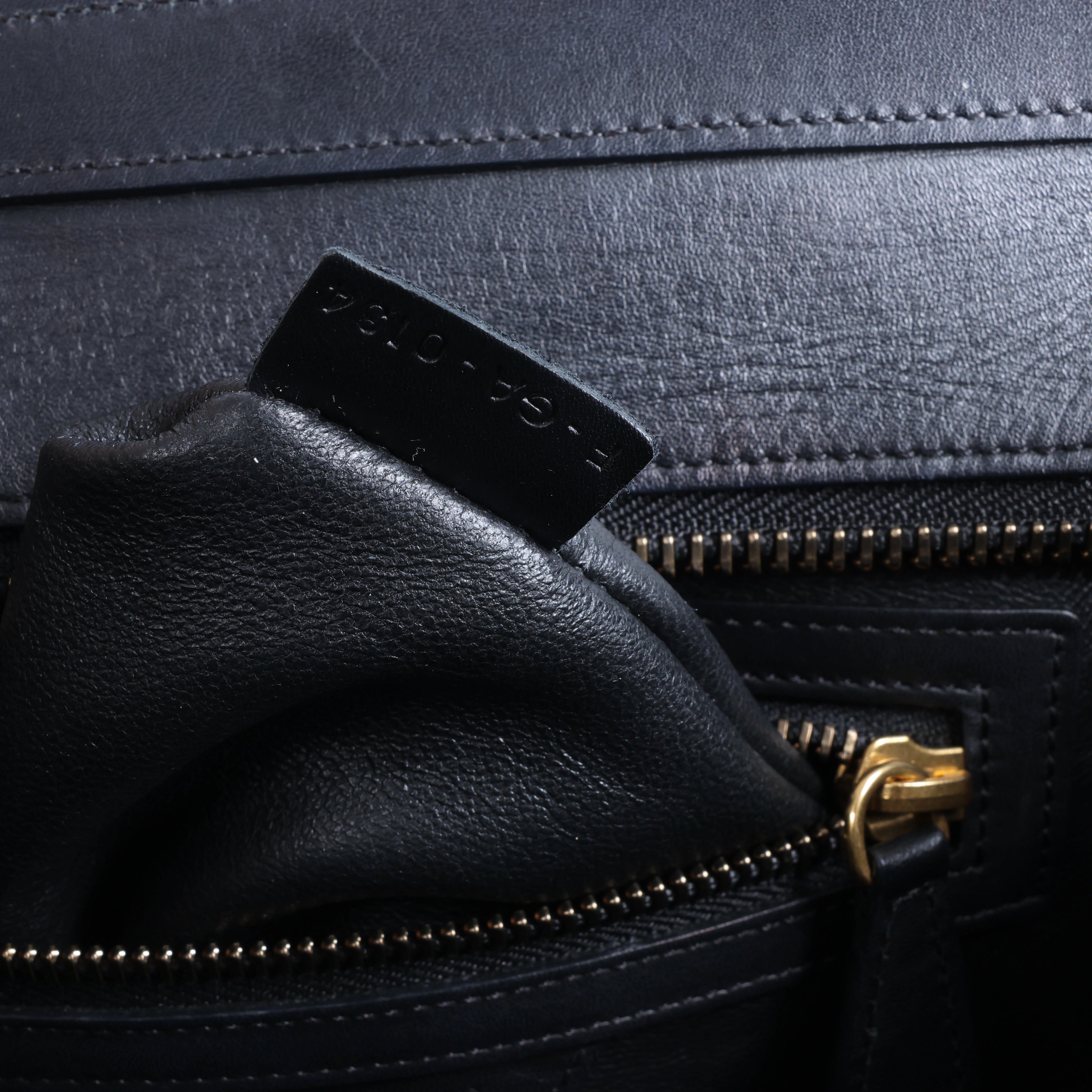 Celine Luggage Micro Leather x Felt Handbag in Black x Green